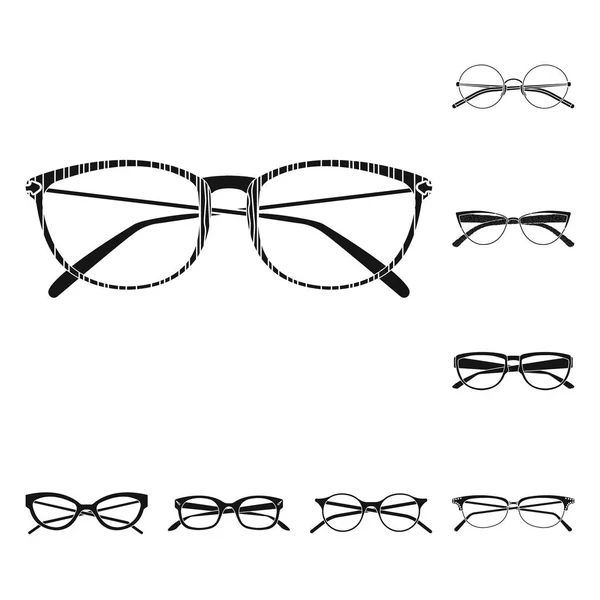 Elkülönített objektum szemüveg és keret jel. Gyűjteménye szemüveg és kiegészítő tőzsdei szimbólum a web. — Stock Vector