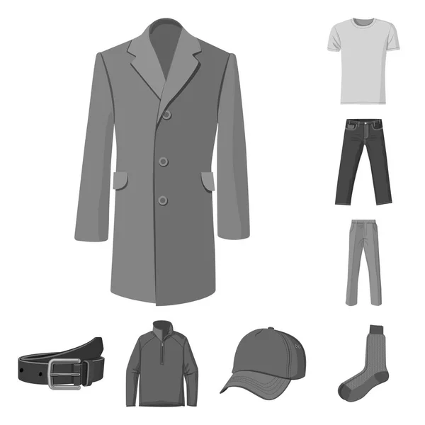 Vektorillustration av mannen och kläder-ikonen. Samling av mannen och slitage vektor ikonen för lager. — Stock vektor