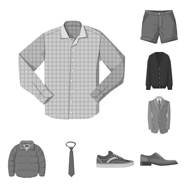 Illustrazione vettoriale dell'uomo e segno di abbigliamento. Collezione di uomo e indossare icona vettoriale per magazzino . — Vettoriale Stock