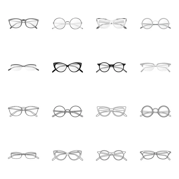 Ilustracja wektorowa okulary i ramki symbolu. Kolekcja okulary i akcesoria symbol giełdowy dla sieci web. — Wektor stockowy