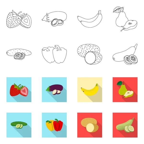 Vector design of vegetable and fruit icon. Set of vegetable and vegetarian stock symbol for web.