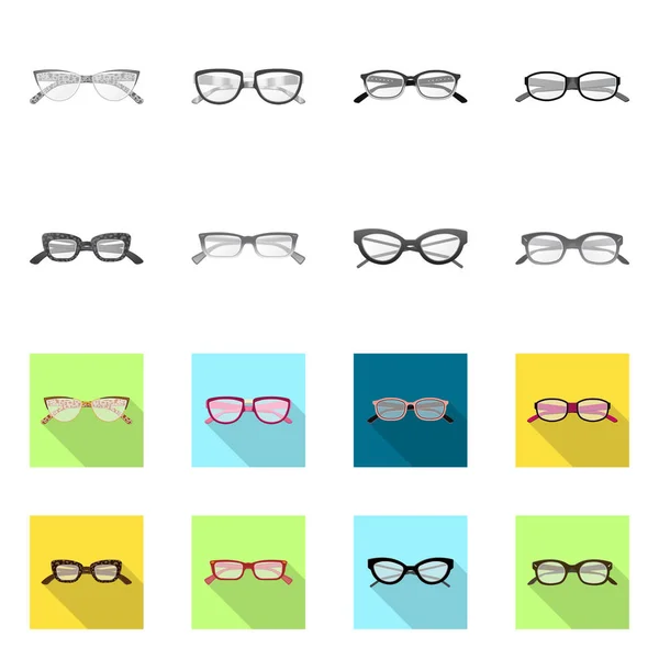 Conception vectorielle des lunettes et du logo du cadre. Jeu de lunettes et accessoire illustration vectorielle de stock . — Image vectorielle