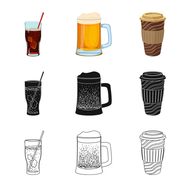 Ilustração vetorial de bebida e ícone de bar. Coleção de bebida e símbolo de estoque de partido de web . — Vetor de Stock