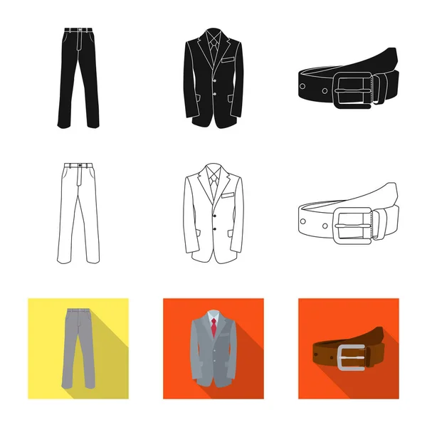 Diseño vectorial del hombre y el icono de la ropa. Conjunto de hombre y desgaste vector de stock ilustración . — Archivo Imágenes Vectoriales