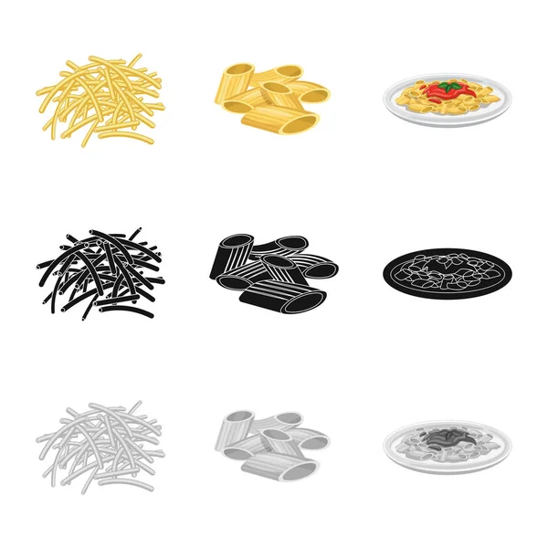 Ilustración vectorial de pasta y símbolo de carbohidratos. Set de pasta y macarrones vector icono para stock . — Archivo Imágenes Vectoriales