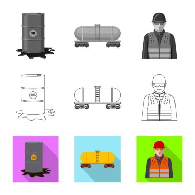 Petrol ve gaz simge vektör Illustration. Web için petrol ve benzin hisse senedi simgesi kümesi.