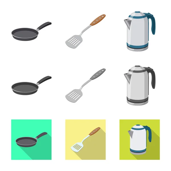 Vektorillustration von Küche und Koch-Logo. Sammlung von Bestandssymbolen für Küche und Geräte für das Web. — Stockvektor