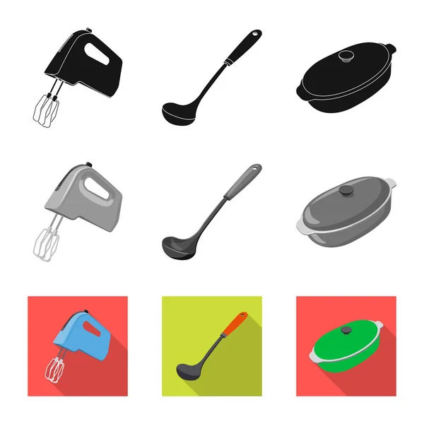 Diseño vectorial de la cocina y el logotipo del cocinero. Conjunto de cocina y electrodomésticos símbolo de stock para web . — Vector de stock