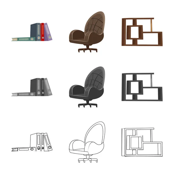 Geïsoleerde object van meubilair en werk pictogram. Set van meubels en home aandelensymbool voor web. — Stockvector