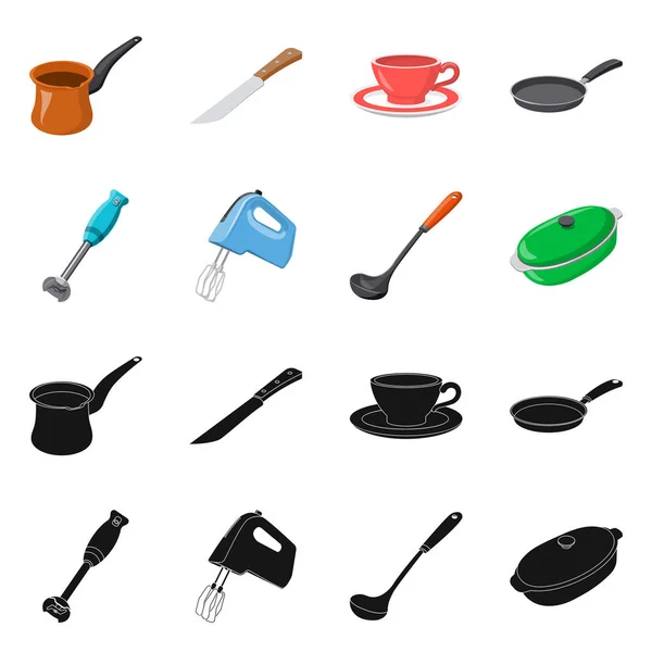 Векторная иллюстрация кухни и символа повара. Коллекция векторных иллюстраций для кухни и прибора . — стоковый вектор
