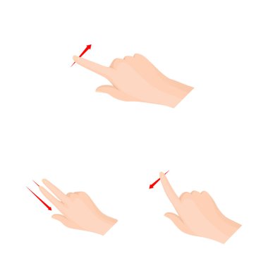 Dokunmatik ve el simge vektör Illustration. Dokunmatik ekran ayarla ve stok vektör çizim değmek.