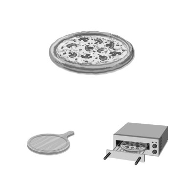 Pizza ve gıda simge vektör Illustration. Web için pizza ve İtalya hisse senedi simgesi kümesi.