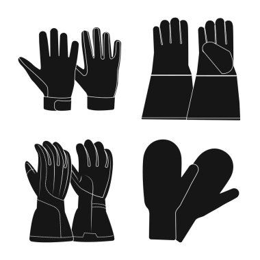 Bir eldiven ve kış işaret tasarım vektör. Web için eldiven ve ekipman hisse senedi simgesi kümesi.