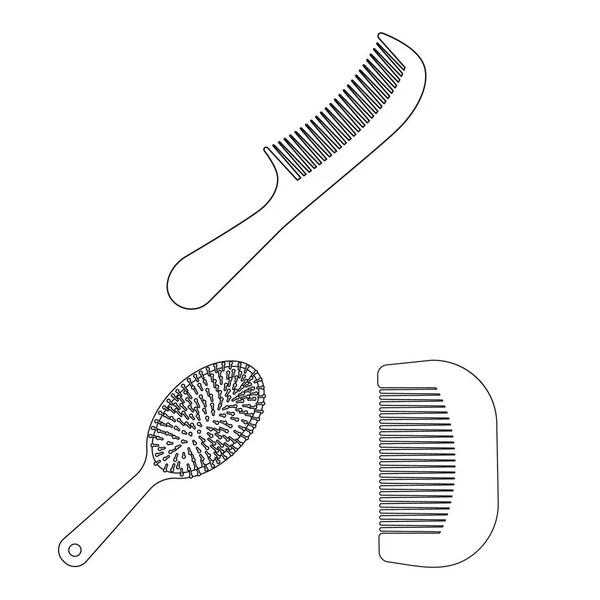 Objeto isolado de escova e sinal de cabelo. Coleção de escova e escova de cabelo símbolo de estoque para web . — Vetor de Stock