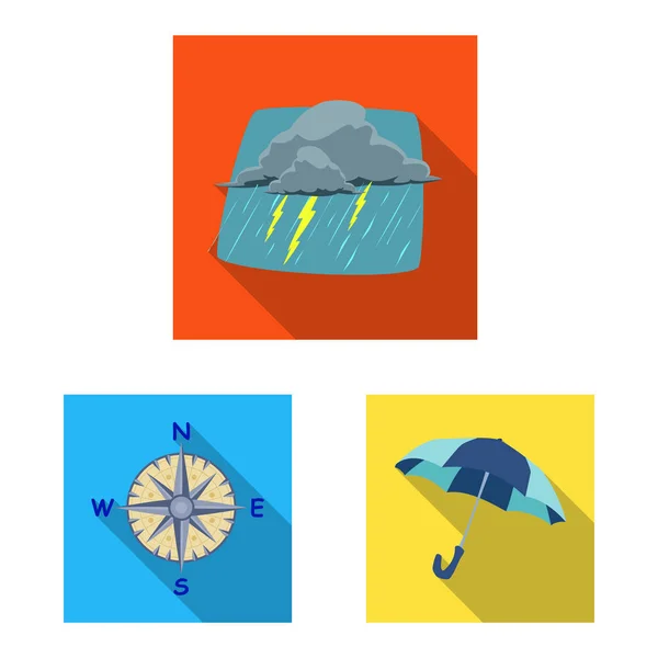 Geïsoleerde object van weer en klimaat symbool. Set van weer en cloud vector pictogram voor voorraad. — Stockvector