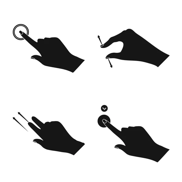 Objeto isolado de tela sensível ao toque e logotipo da mão. Coleção de tela sensível ao toque e ilustração vetorial de estoque de toque . — Vetor de Stock