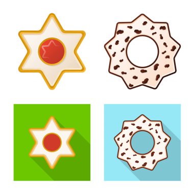 Bisküvi ve kek sembolü yalıtılmış nesne. Bisküvi ve çikolata stok vektör çizim seti.