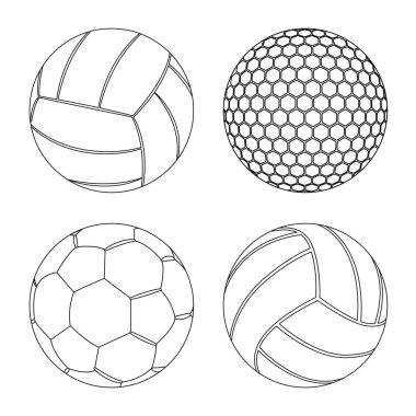 Vector design of sport and ball symbol. Set of sport and athletic vector icon for stock. clipart