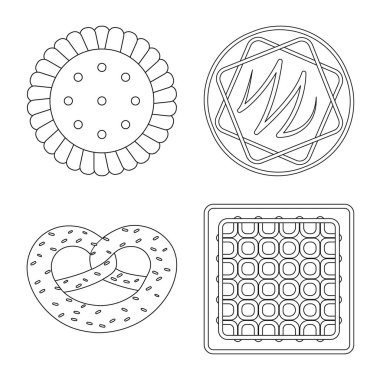 Bisküvi illüstrasyon vektör ve işareti fırında. Hisse senedi için bisküvi ve çikolata vektör simge kümesi.
