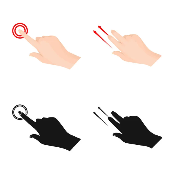 Ilustração vetorial de tela sensível ao toque e ícone de mão. Conjunto de tela sensível ao toque e ilustração vetorial de estoque de toque . — Vetor de Stock