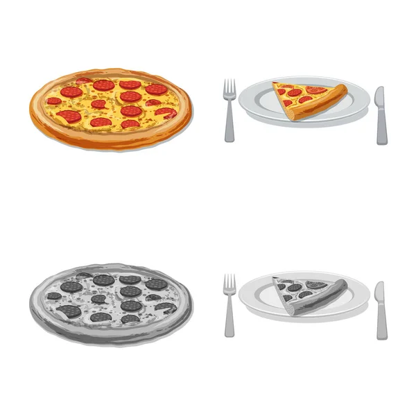 Ilustración vectorial del icono de la pizza y la comida. Conjunto de pizza y italia símbolo de stock para web . — Vector de stock