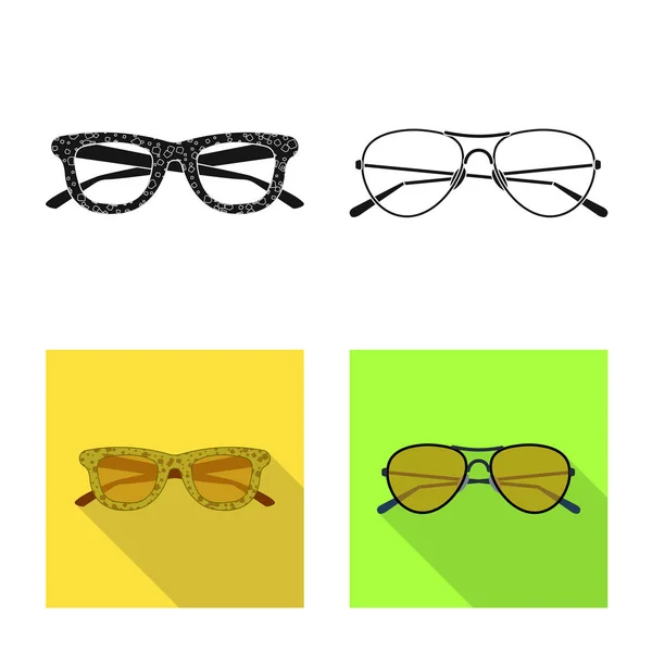 Diseño vectorial de gafas y logotipo de gafas de sol. Conjunto de gafas y accesorio stock vector ilustración . — Vector de stock