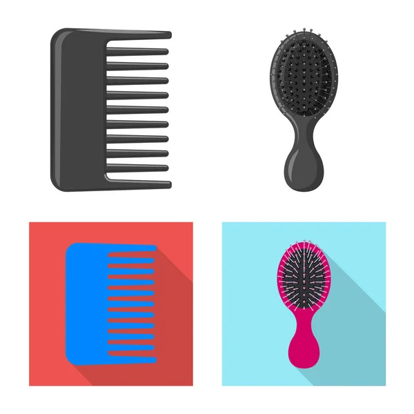 Изолированный объект кисти и логотип волос. Набор кистей и расчёсок для паутины . — стоковый вектор
