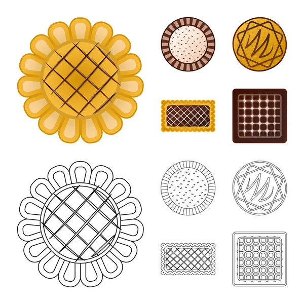 Изолированный объект печенья и логотипа выпечки. Набор иконок для печенья и шоколада на складе . — стоковый вектор