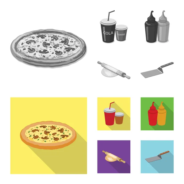 Diseño vectorial de pizza e icono de la comida. Colección de pizza y italia símbolo de stock para la web . — Archivo Imágenes Vectoriales