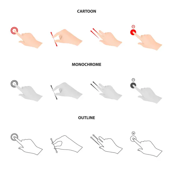 Vektor-Design von Touchscreen und Handzeichen. Sammlung von Touchscreen und Touchvektorsymbol für Aktien. — Stockvektor