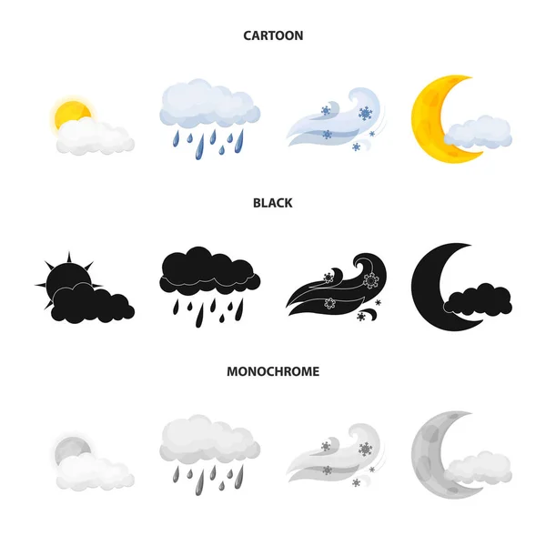 Vektorové ilustrace počasí a klimatu znamení. Kolekce z počasí a cloud burzovní symbol pro web. — Stockový vektor