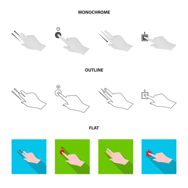 Conception vectorielle de l'écran tactile et icône de la main. Collection d'écran tactile et de symbole de stock tactile pour le web . — Image vectorielle