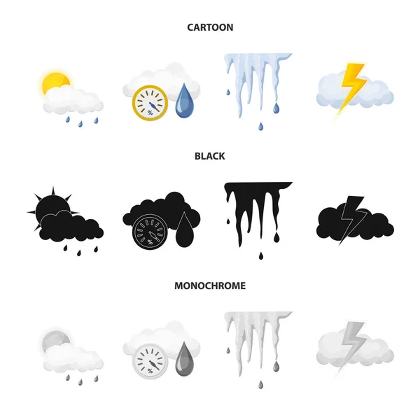 Ilustração vetorial do ícone do tempo e do clima. Coleção de símbolo de estoque de tempo e nuvem para web . — Vetor de Stock