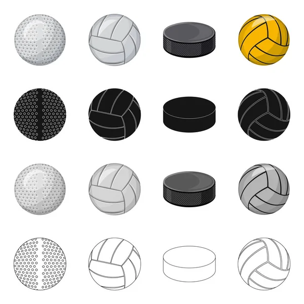 Objeto aislado de deporte y logo de pelota. Conjunto de deporte y símbolo de stock atlético para web . — Vector de stock