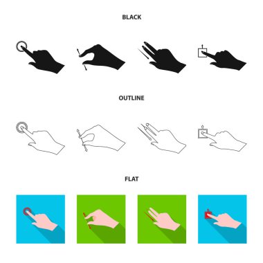Dokunmatik ve el simge vektör tasarımı. Dokunmatik ekran ayarla ve stok vektör çizim değmek.