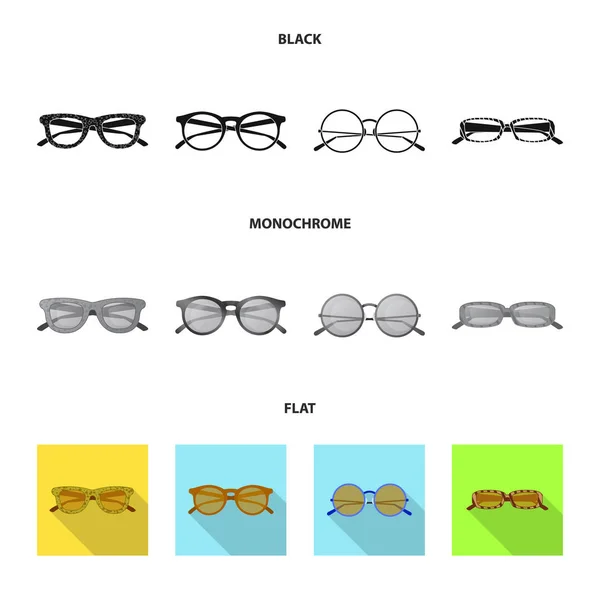 Geïsoleerde object van bril en zonnebril teken. Aantal glazen en accessoire vector pictogram voor voorraad. — Stockvector