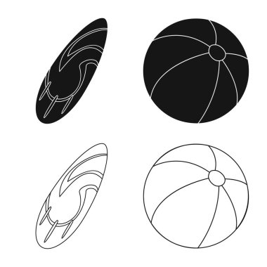 Ekipman ve yüzme işareti yalıtılmış nesne. Ekipman ve etkinlik hisse senedi vektör çizim koleksiyonu.