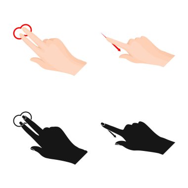 Dokunmatik ekran tasarımı vektör ve el işareti. Dokunmatik ekran ayarla ve stok vektör çizim değmek.