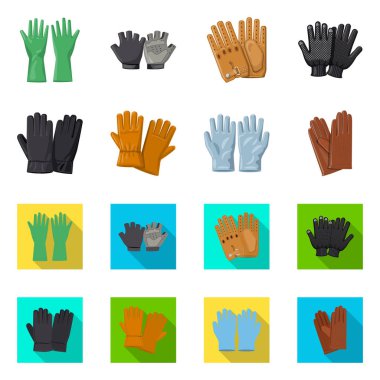 Eldiven ve kış sembolü yalıtılmış nesne. Eldiven ve ekipman hisse senedi vektör çizim seti.