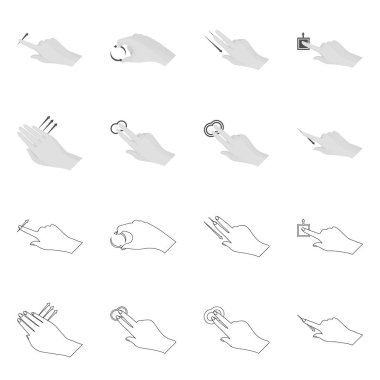 Dokunmatik ve el simgesi yalıtılmış nesne. Dokunmatik ekran ayarla ve stok vektör çizim değmek.