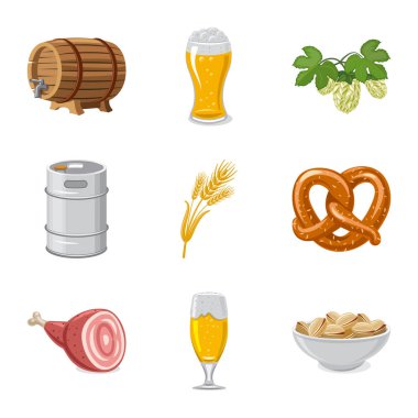 Bar ve pub simge vektör Illustration. Pub ve hisse senedi için iç vektör simge kümesi.