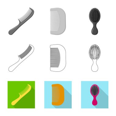 Fırça ve saç simge vektör Illustration. Fırça ve saç fırçası hisse senedi vektör çizim topluluğu.