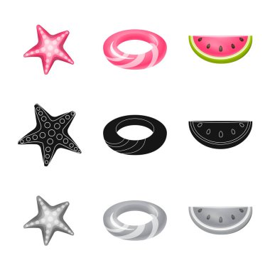 Ekipman ve yüzme işareti illüstrasyon vektör. Ekipman ve etkinlik hisse senedi vektör çizim koleksiyonu.