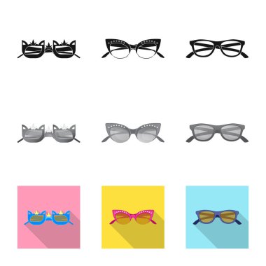 İşareti gözlük ve güneş gözlüğü izole nesne. Gözlük ve aksesuar hisse senedi vektör çizim.