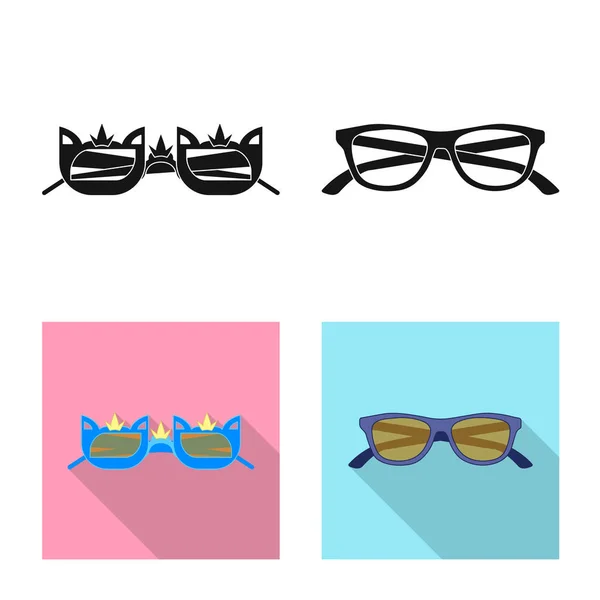 Design vettoriale di occhiali e occhiali da sole simbolo. Collezione di occhiali e accessori stock symbol per web . — Vettoriale Stock