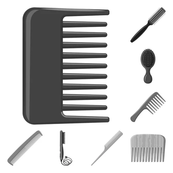 Geïsoleerde object van borstel en haar logo. Set borstel en haarborstel vector pictogram voor voorraad. — Stockvector