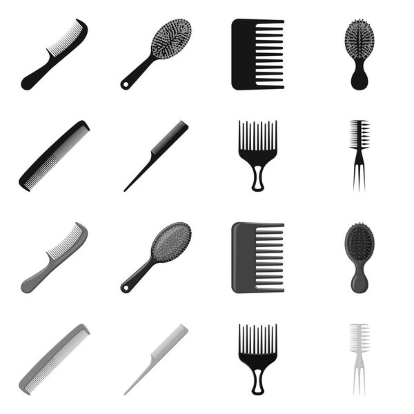 Isolated object of brush and hair symbol. Set of brush and hairbrush stock symbol for web.