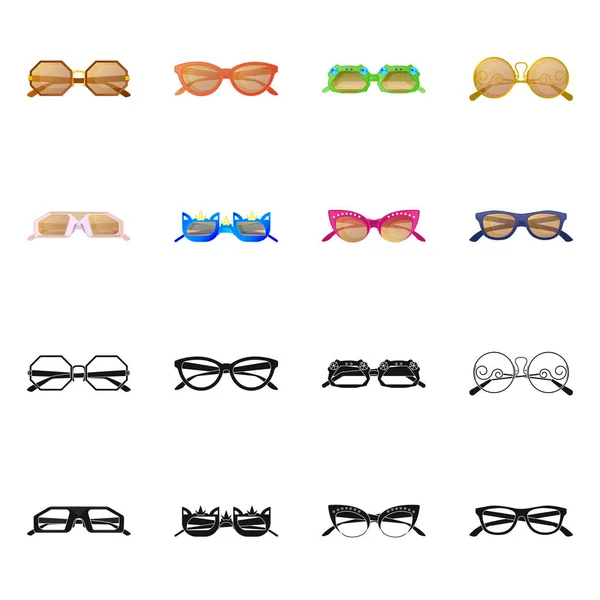 Objeto isolado de óculos e óculos de sol ícone. Coleção de óculos e ícone de vetor acessório para estoque . — Vetor de Stock