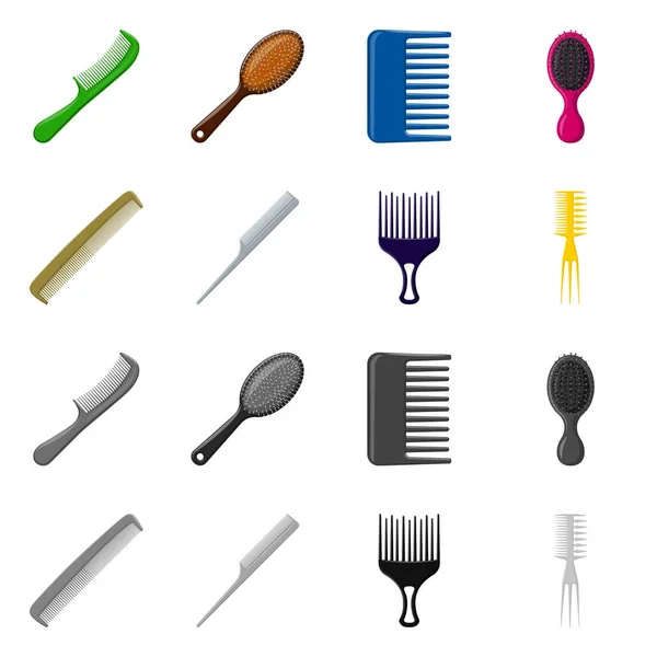 Vector design of brush and hair sign. Set of brush and hairbrush stock vector illustration. — Stock Vector