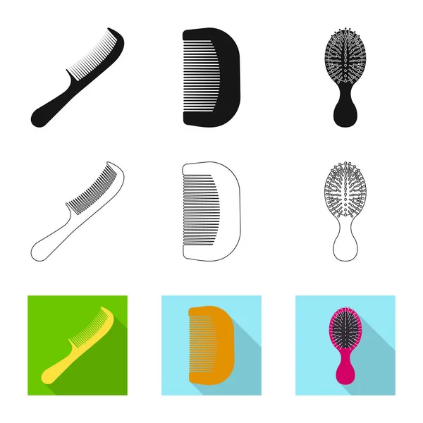 Diseño vectorial de pincel y logotipo del cabello. Conjunto de cepillo y cepillo vector icono para stock . — Vector de stock